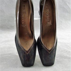 La Rebecca Firenze Brown Patent Quality Leather Pumps Made In Italy 8 B